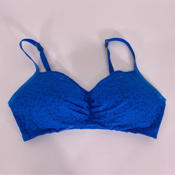 Savage X Fenty Royal Blue Leopard Print Lace Bra - Picture 1 of 7